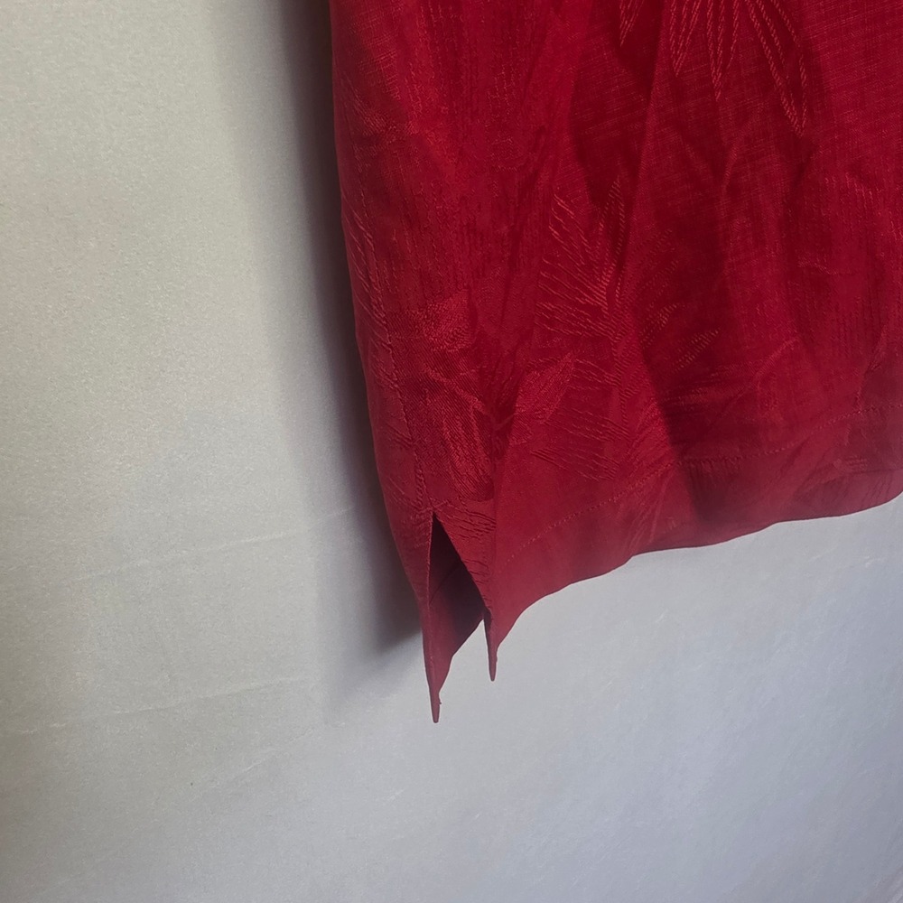 Tommy Bahama Mens Red Jacquard Tropical Leaf 100% Silk Camp Shirt Original Fit - Picture 5 of 12